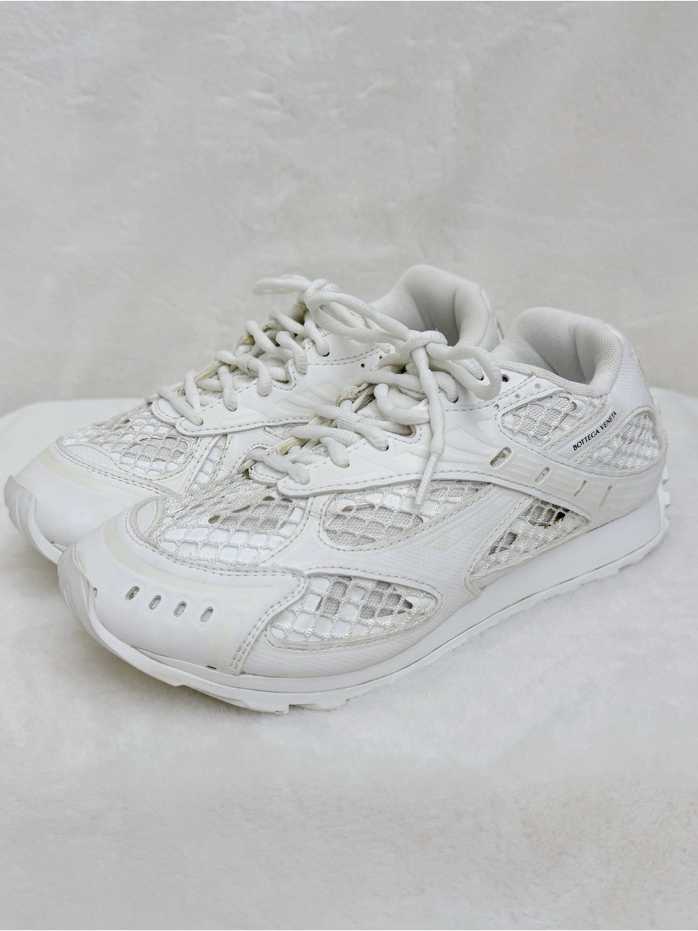 Bottega Veneta White Women's Mesh Lace-Up Sneakers